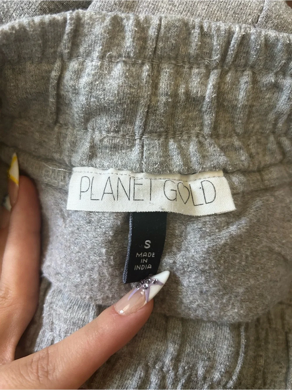 Planet Gold Gray Sweatpants with Burgundy and Pink Stripe